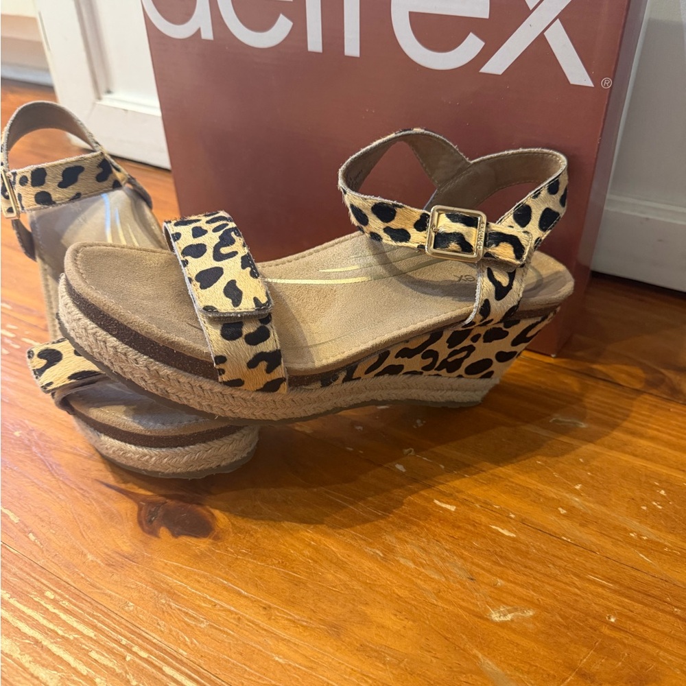 Leopard Print Espadrille Wedge Sandals - Women